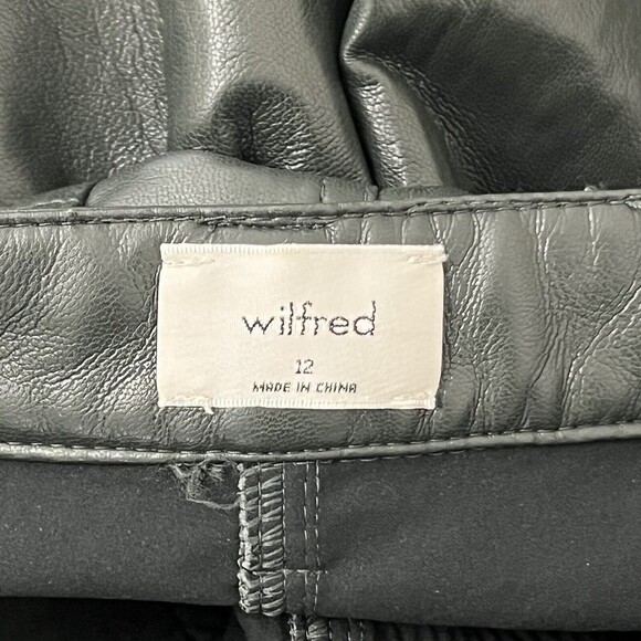 Aritzia Wilfred Womens Size 12 Dark Green Faux Leather Straight Leg Pants - Picture 4 of 4